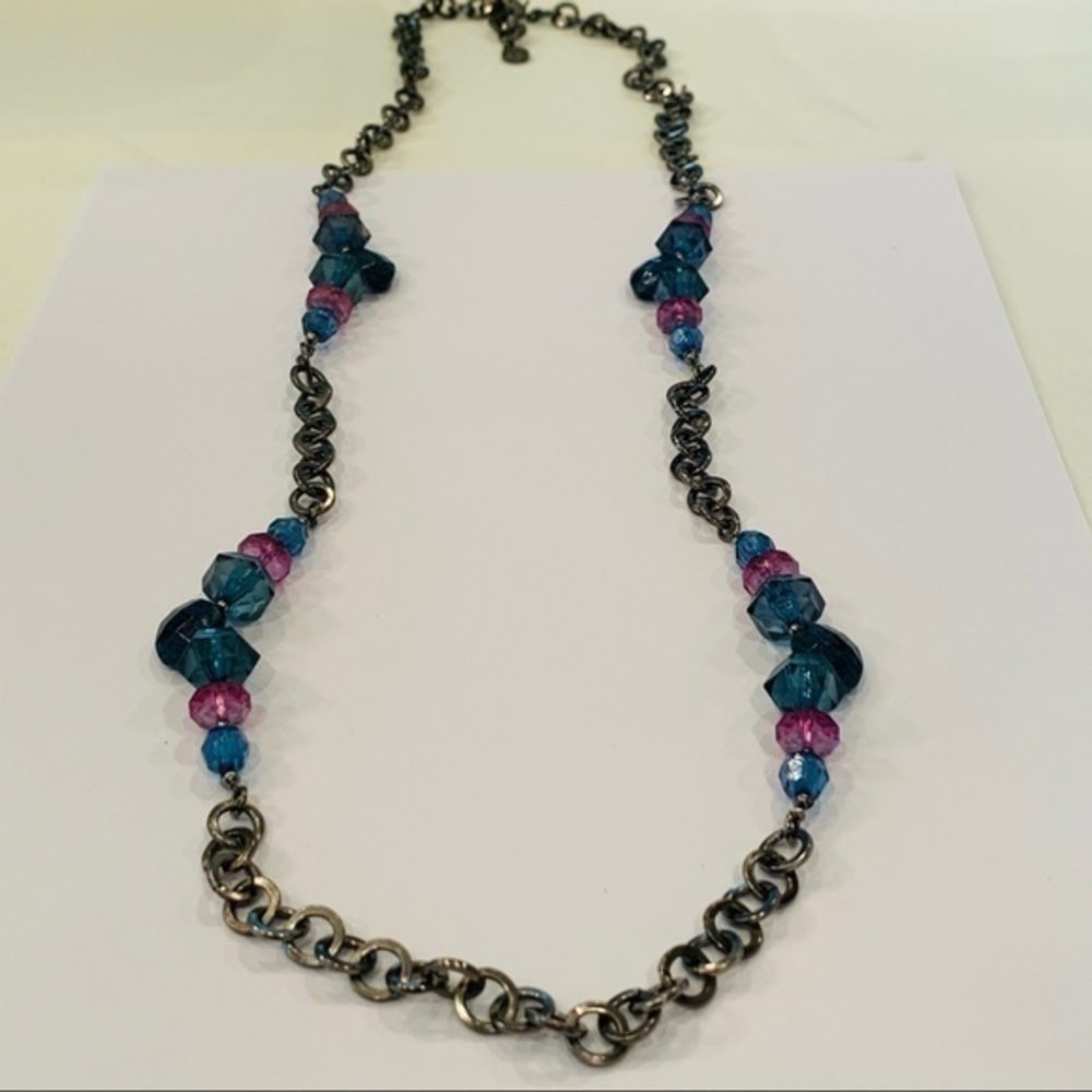 Napier faceted bead king pink blue necklace - Picture 3 of 8